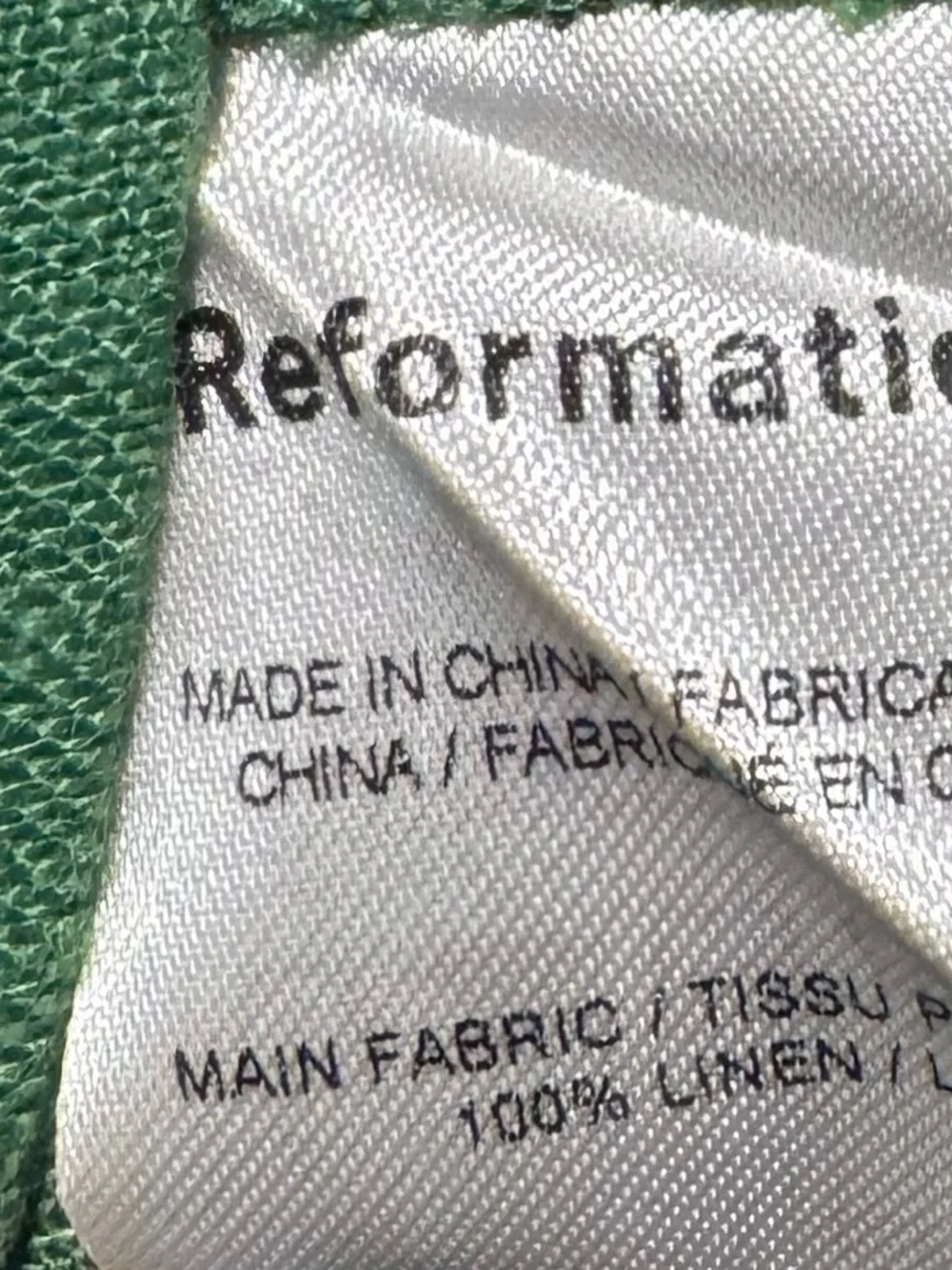 Reformation Greyson Green Smocked Square-Neck Linen Mini Dress with Puff Sleeves - Picture 4 of 7